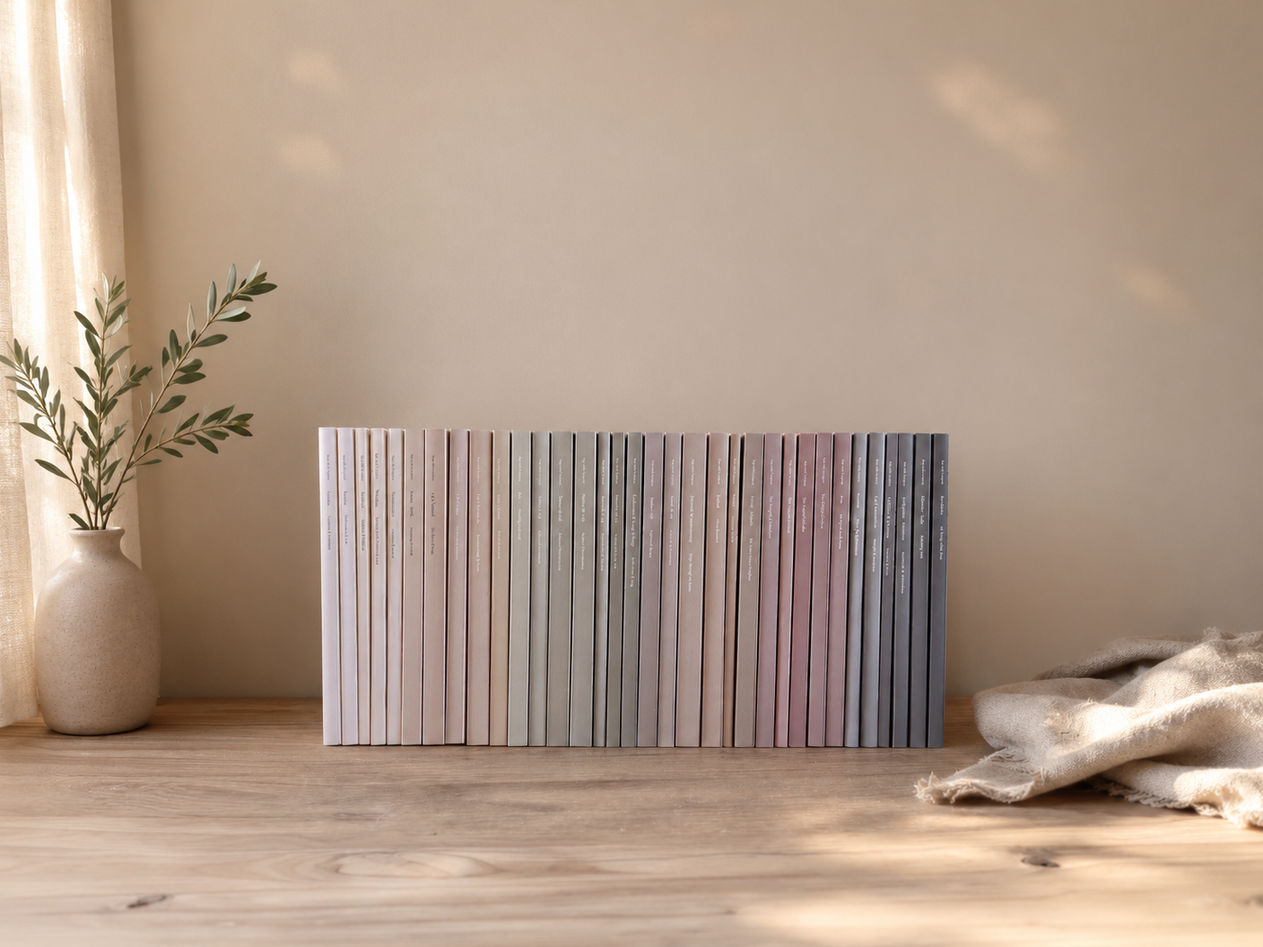 The complete Stay with Scripture journal series lined up